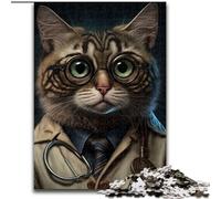 Adult Jigsaw Puzzles 1000 Pieces The Grumpy Cat Made of Wood, Making It A Great Gift for Family Fun 50x75cm Educational Toy for Teenagers, Home Office Decor