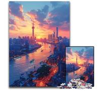 Adult Jigsaw Puzzles 1000 Pieces The Oriental Pearl Tower in Shanghai Jigsaw Puzzles Brain Challenge, for Teenagers & Home Decor 26X38CM/10.23x14.96inch