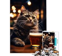 Adult Jigsaw Puzzles 1000 Pieces The Original Beer Cat Impossible Game Brain Intelligence Challenge Addictive Toys Gifts Birthday For Family Fun (Size 75x50cm)