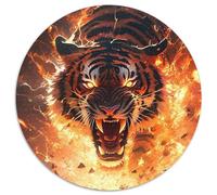 Adult Jigsaw Puzzles 1000 Pieces The Savage Tiger Round Paper Puzzles Brain Challenge Gift,Educational Activity for Teenagers (Size 67.5x67.5cm)
