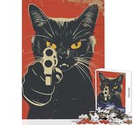 Adult Jigsaw Puzzles 1000 Pieces The Vintage Angry Cat Jigsaw Puzzles for Adults Difficult Challenge Train Your Brain And Hands Family Fun & Game Night (38x52cm)