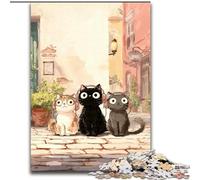 Adult Jigsaw Puzzles 1000 Pieces Three Cats Brain Teaser Game Educational Game for Birthday, Chrismas for for Age 14 50x75cm
