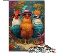 Adult Jigsaw Puzzles 1000 Pieces Three Cocks Made of Wood, Interactive Family Game, Suitable for Ages 14+ size 50X75CM for Family Interactive Game