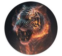 Adult Jigsaw Puzzles 1000 Pieces Tiger 1000 Piece Round Puzzle Interactive Family Game, Suitable for Ages 14+ 67.5x67.5cm