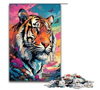 Adult Jigsaw Puzzles 1000 Pieces Tiger And Butterfly by SplattersLots of Coloured Clour Home Decoration Puzzle Toys Deal As Gifts for The Whole Family 1000 PCS