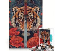 Adult Jigsaw Puzzles 1000 Pieces Tiger Blade Relaxing Games Difficult Challenge Enhance Love between Couples 38x26cm