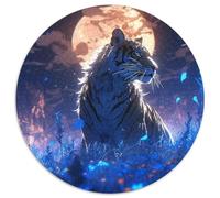 Adult Jigsaw Puzzles 1000 Pieces Tigers of The Fantasy Planet Round Paper Jigsaw Puzzles Brain-Challenging DIY Decorative Game,Family Interactive Toy (67.5x67.5cm)