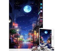 Adult Jigsaw Puzzles 1000 Pieces Tokyo Moon Night Jigsaws for Adults Puzzle Pattern Assembly Fun Activities at Home Birthday And Unique Gifts (50x75cm)
