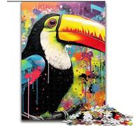 Adult Jigsaw Puzzles 1000 Pieces Toucan Graffiti Painting Puzzles for Adults size50x75cm Relaxing Entertainment, Home Decor