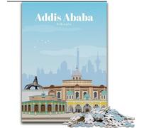 Adult Jigsaw Puzzles 1000 Pieces Travel to Addis Ababa, Stress Relief with Fully Interlocking Randomly Shaped Pieces for And 14 Years Old 50x75cm