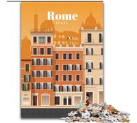 Adult Jigsaw Puzzles 1000 Pieces Travel to Rome Challenging To Complete But Fun And Humorous with Matching Poster And Trivia Sheet (26x38cm) 1000pcs