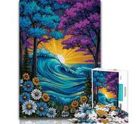 Adult Jigsaw Puzzles 1000 Pieces Trees by The Ocean,Help The Brain Exercise Addictive Toys to Cultivate Patience Perfect Decoration 75x50cm