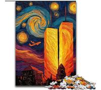 Adult Jigsaw Puzzles 1000 Pieces Twin Towers Under The Night Sky Puzzle for Teenager & Families, Perfect DIY Decor & Brain-Teasing Challenge (size 26x38cm)