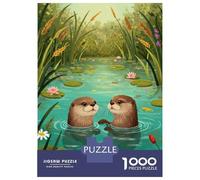 Adult Jigsaw Puzzles 1000 Pieces Two Otters in A Pond Puzzle for Adults Relax Games But Fun And Humorous Birthday Present, Gifts, 70x50cm/1000pcs