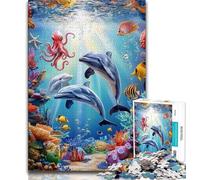 Adult Jigsaw Puzzles 1000 Pieces Undersea Dolphins Adult Jigsaw,Educational Games Home Decoration Unique Home Decor And Gifts 75x50cm