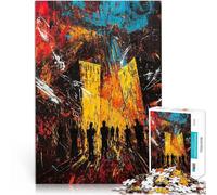 Adult Jigsaw Puzzles 1000 Pieces Urban Inferno 鈥5Expressionist Cityscape in Chaos Entspannungsspiele Wohnkunstdekor75x50cm