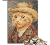 Adult Jigsaw Puzzles 1000 Pieces Van Gogh Cat cardboard Puzzles 26X38CM Ideal for Lover, Perfect Christmas, New Year, Valentine's Gift