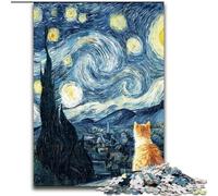 Adult Jigsaw Puzzles 1000 Pieces Van Gogh Night Sky Cat cardboard Puzzles 26X38CM Ideal for Lover, Perfect Christmas, New Year, Valentine's Gift
