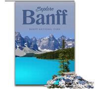 Adult Jigsaw Puzzles 1000 Pieces Visit Banff Challenging To Complete But Fun And Humorous with Matching Poster And Trivia Sheet (50x75cm) 1000pcs