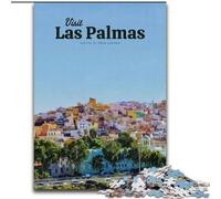 Adult Jigsaw Puzzles 1000 Pieces Visit Las Palmas Challenging To Complete But Fun And Humorous with Matching Poster And Trivia Sheet (50x75cm) 1000pcs