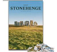 Adult Jigsaw Puzzles 1000 Pieces Visit Stonehenge, Stress Relief with Fully Interlocking Randomly Shaped Pieces for And 14 Years Old 26x38cm