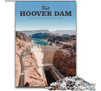 Adult Jigsaw Puzzles 1000 Pieces Visit The Hoover Dam, Stress Relief with Fully Interlocking Randomly Shaped Pieces for And 14 Years Old 50x75cm