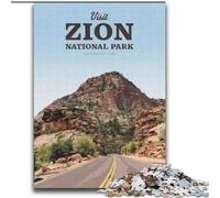 Adult Jigsaw Puzzles 1000 Pieces Visit Zion National Park Challenging To Complete But Fun And Humorous with Matching Poster And Trivia Sheet (38x52cm) 1000pcs