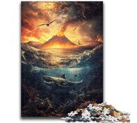 Adult Jigsaw Puzzles 1000 Pieces Volcanoes at Sea for 14+ Unique Challenge Game Family Games Christmas Birthday Gifts 50x75cm