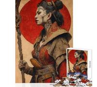 Adult Jigsaw Puzzles 1000 Pieces Warrior Woman with Staff And Tattoos Relaxing Games Staycation Kill Time Home Decoration Toys Deal As Gifts for The Whole Family (38x26cm)