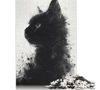 Adult Jigsaw Puzzles 1000 Pieces Water Color Black Cat Wooden Puzzles for Adults Puzzles Funny Jigsaw Puzzles 1000pcs (75x50cm)