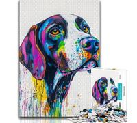 Adult Jigsaw Puzzles 1000 Pieces Watercolor German Shorthaired Pointers 1000 Pieces for Teenagers,Birthday Present, Gifts, Wall Art for Age 14 Years Up 26x38cm