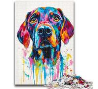 Adult Jigsaw Puzzles 1000 Pieces Watercolor German Shorthaired Pointers Puzzles for Teenagers,Stress Reliever Staycation Kill Time Wishlist with Santa Claus (26x38cm)