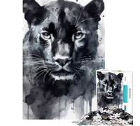 Adult Jigsaw Puzzles 1000 Pieces Watercolor Painted Panther Brain Teaser Game Learning Educational Toys Gifts Birthday Presents for Women (Size 38x26cm)