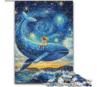 Adult Jigsaw Puzzles 1000 Pieces Whales in The Night Sky cardboard Puzzles 26X38CM Ideal for Lover, Perfect Christmas, New Year, Valentine's Gift