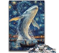 Adult Jigsaw Puzzles 1000 Pieces Whales in The Starry Sky Challenging To Complete But Fun And Humorous Unique Home Decor And Gifts 50X75CM