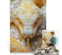 Adult Jigsaw Puzzles 1000 Pieces White And Yellow Python Educational Game Fun at Home Activities for Birthday Chrismas 38x26cm