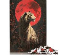 Adult Jigsaw Puzzles 1000 Pieces White Tiger Under Blood Moon Paper Jigsaw Puzzles for Adults Educational Game Challenge Toy 1000pcs (75x50cm)