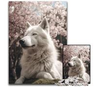 Adult Jigsaw Puzzles 1000 Pieces White Wolf Cherry Blossom Impossible Jigsaw Puzzles for Adults Brain Challenge Gift Educational Activity for Teenagers 1000 PCS(75x50cm)