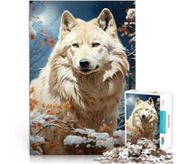 Adult Jigsaw Puzzles 1000 Pieces white wolf Made of cardboard for and from 14 years and over Challenging To Complete But Fun And Humorous Great Gift。size:26x38cm/10.24x14.96inch