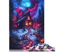 Adult Jigsaw Puzzles 1000 Pieces Winter Cabin Under A Cosmic Sky Wooden Puzzles for Adults Puzzles Brain Teaser Puzzle 1000pcs (75x50cm)