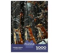 Adult Jigsaw Puzzles 1000 Pieces Winter Foxes in Snowy Forest Jigsaws for Adults Brain Teaser Game A Work of Art Educational Challenge 70x50cm/1000pcs