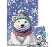 Adult Jigsaw Puzzles 1000 Pieces Winter Polar Bear Adult Puzzles,Learning Educational Toys Family Games Unique Birthday And Gifts 26x38cm