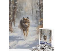 Adult Jigsaw Puzzles 1000 Pieces Winter Wolf Approaching Adult Jigsaw Puzzles Enhance Memory Challenging To Complete Brainteaser Family Games (50x75cm)