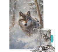 Adult Jigsaw Puzzles 1000 Pieces Winter Wolf Watch Impossible Game Brain Intelligence Challenge Addictive Toys Gifts Birthday For Family Fun (Size 50x75cm)