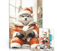 Adult Jigsaw Puzzles 1000 Pieces Wolf in Santa Suit Reading Stressabbau Wanddekoration Einzigartige Geburtstags- und Weihnachtsgeschenke52x38cm