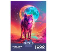 Adult Jigsaw Puzzles 1000 Pieces Wolf Moon Fantasy Art Print Jigsaws for Adults Brain Teaser Game A Work of Art Educational Challenge 52x38cm/1000pcs