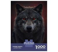 Adult Jigsaw Puzzles 1000 Pieces Wolf with Glowing Red Eyes Puzzles for Adults Anti-Stress Toys Precision Cutting Educational Challenge 52x38cm/1000pcs