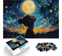 Adult Jigsaw Puzzles 1000 Pieces Woman Gazing at the Moon Stressabbau-Spielzeug Wunschliste mit dem Weihnachtsmann52x38cm