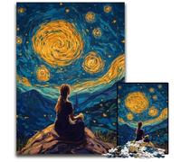 Adult Jigsaw Puzzles 1000 Pieces Woman Under The Night Sky Cardboard Jigsaw Puzzles for Birthdays, Holidays, Best for Christmas 26X38CM