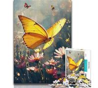Adult Jigsaw Puzzles 1000 Pieces Yellow Butterfly Oil Painting Adult Jigsaw,Educational Games Home Decoration Unique Home Decor And Gifts 26x38cm